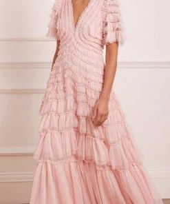 Needle & Thread Holding LTD Willow Ruffle V-Neck Gown