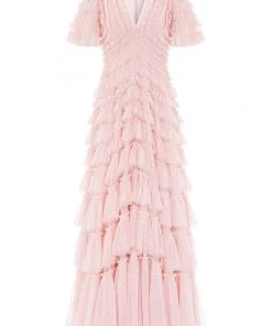 Needle & Thread Holding LTD Willow Ruffle V-Neck Gown