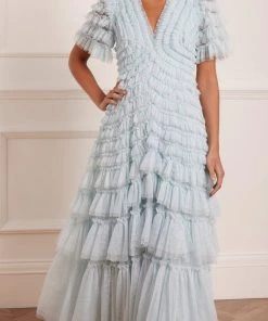 Needle & Thread Holding LTD Womenswear Willow Ruffle V-Neck Gown